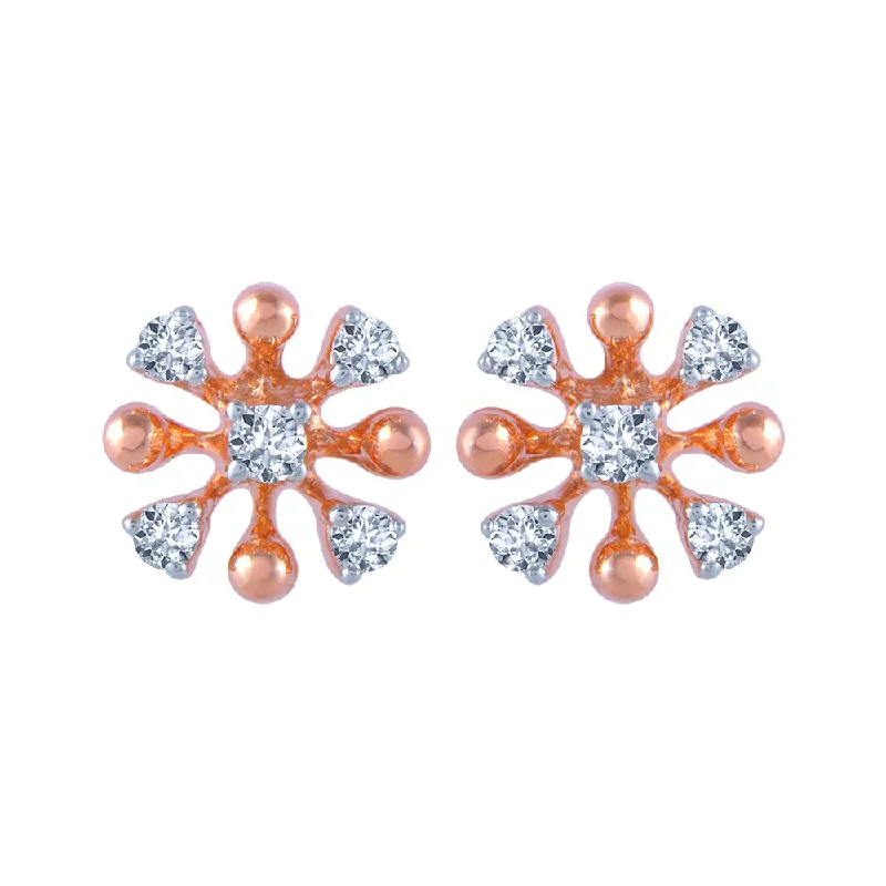 Women’s sparkling earrings-18k (750) Rose Gold And Diamond Stud Earrings For Women