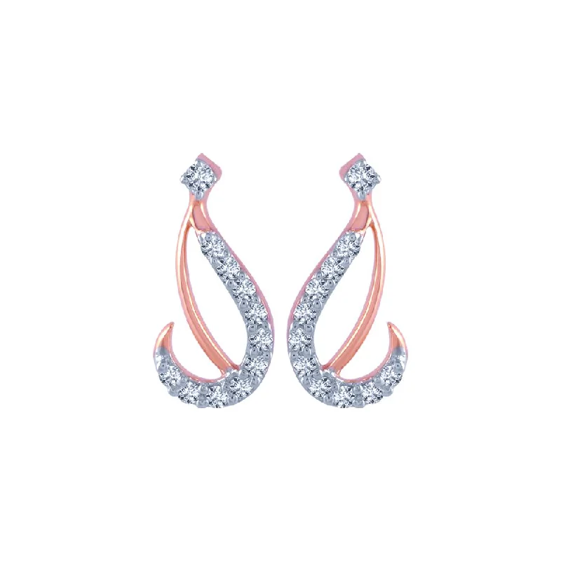 Women’s sterling silver hoop earrings-18k (750) Rose Gold And Diamond Stud Earrings For Women