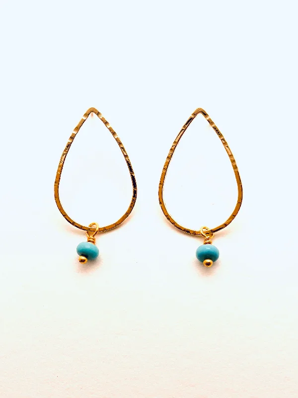 Women’s sparkly earrings-Drops with Chalcedony Bead, Turquoise