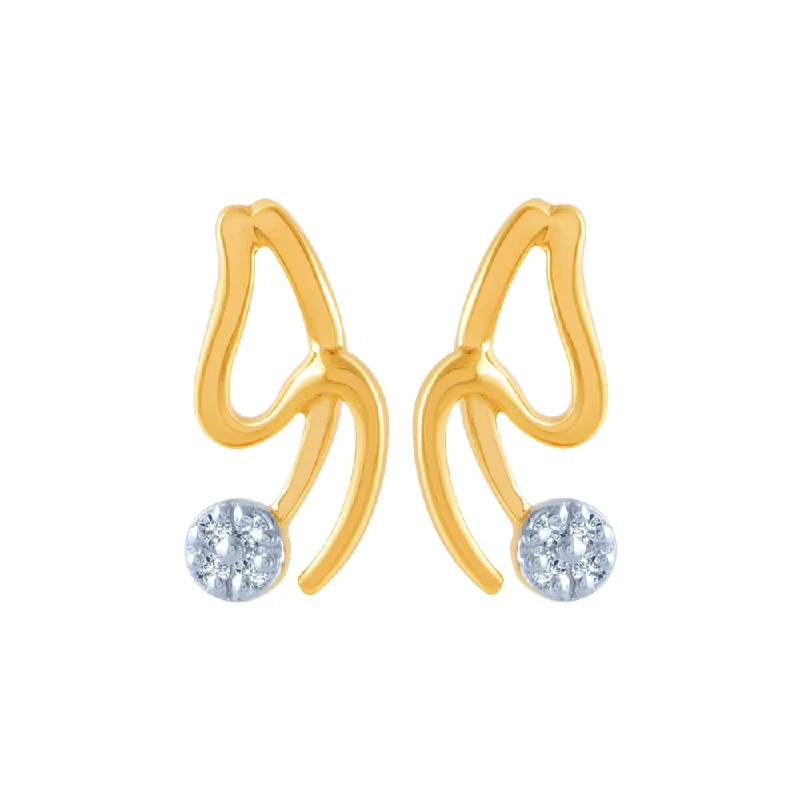 Women’s romantic earrings-18k (750) Yellow Gold And Diamond Stud Earrings For Women