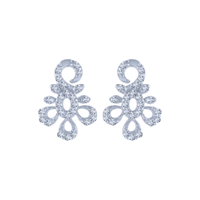 Women’s delicate earrings-18KT (750) White Gold And Diamond Stud Earrings For Women