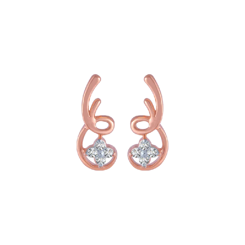 Women’s stud diamond earrings-18KT (750) Rose Gold And Diamond Stud Earrings For Women