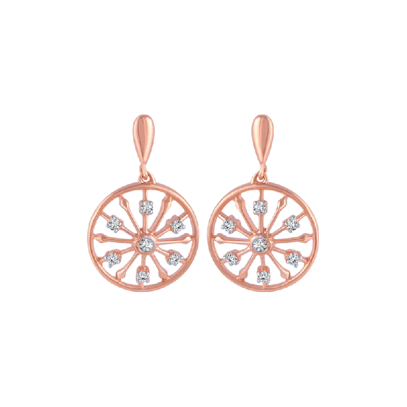 Women’s infinity earrings-18KT (750) Rose Gold And Diamond Stud Earrings For Women