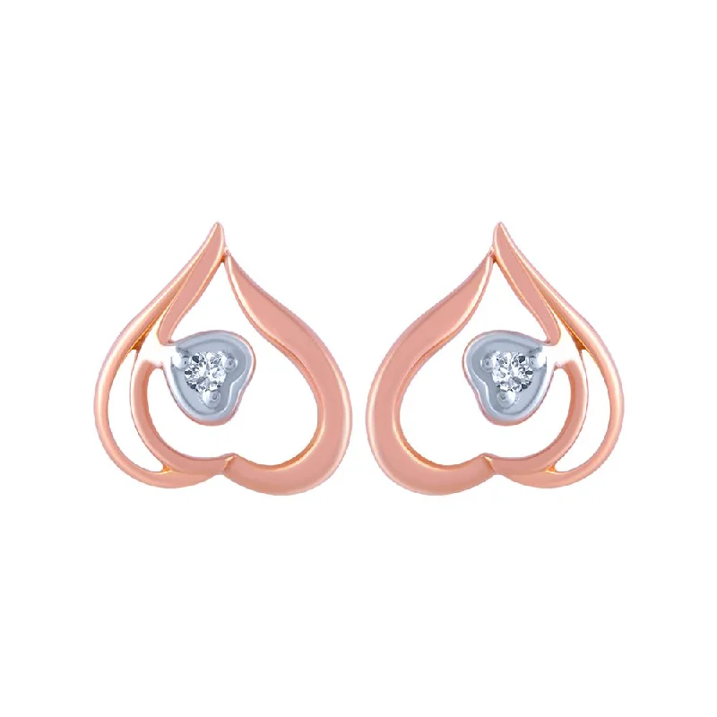 Women’s diamond earrings-18k (750) Rose Gold And Diamond Stud Earrings For Women