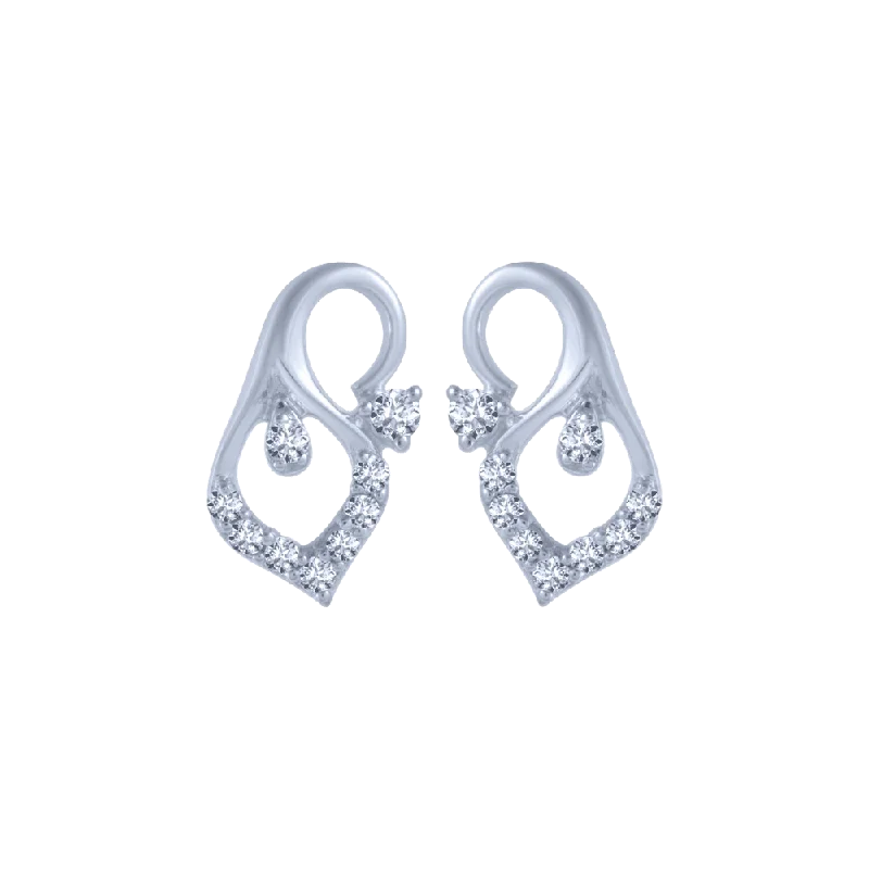 Women’s birthstone earrings-18KT (750) White Gold And Diamond Stud Earrings For Women