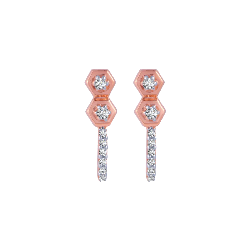 Women’s crystal earrings-18KT (750) Rose Gold And Diamond Stud Earrings For Women