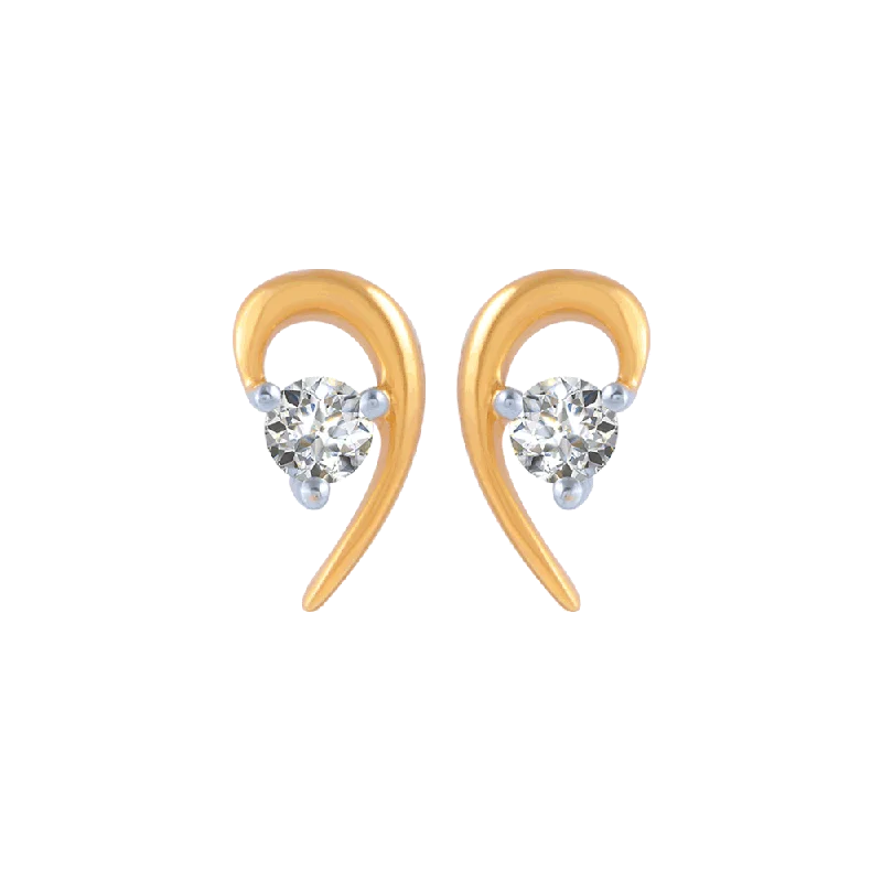 Women’s rainbow earrings-18KT (750) Yellow Gold And Diamond Stud Earrings For Women