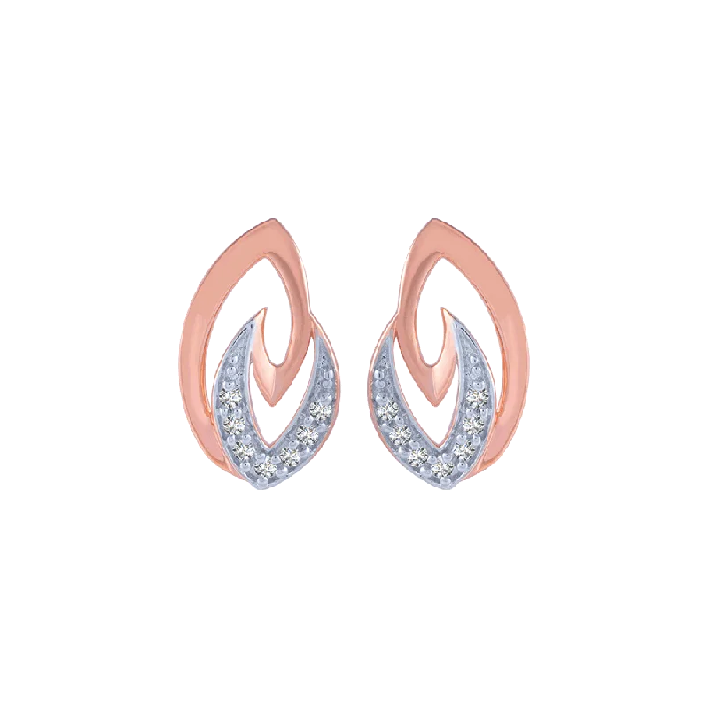 Women’s sparkly earrings-18KT (750) Rose Gold And Diamond Stud Earrings For Women