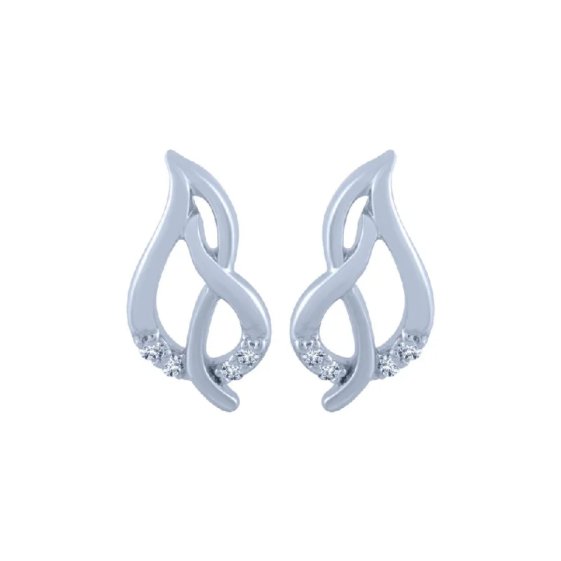 Women’s ear cuff earrings-18k (750) White Gold And Diamond Stud Earrings For Women