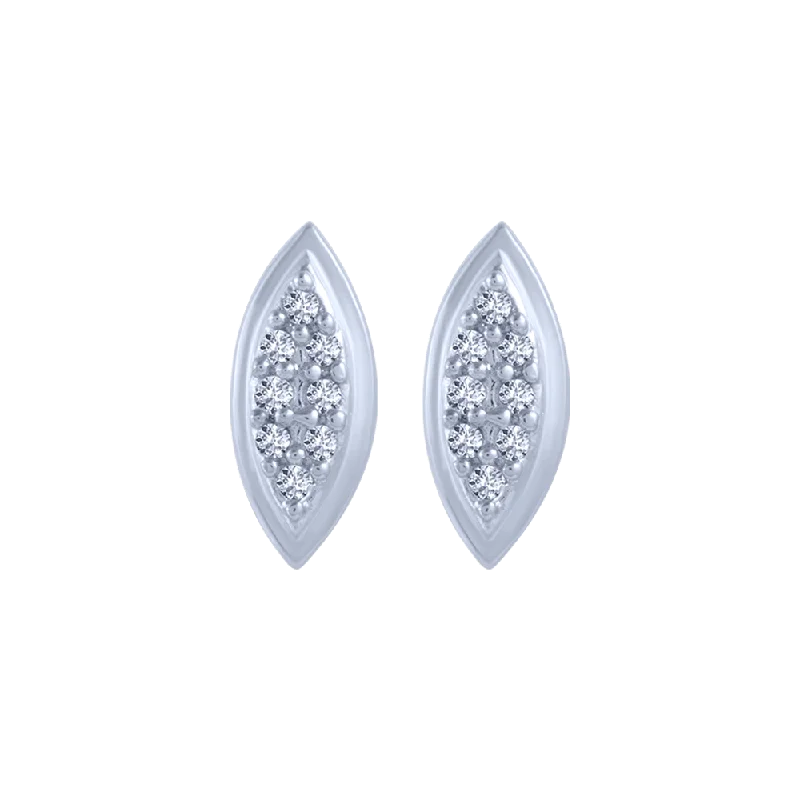 Women’s diamond stud earrings-18KT (750) White Gold And Diamond Stud Earrings For Women