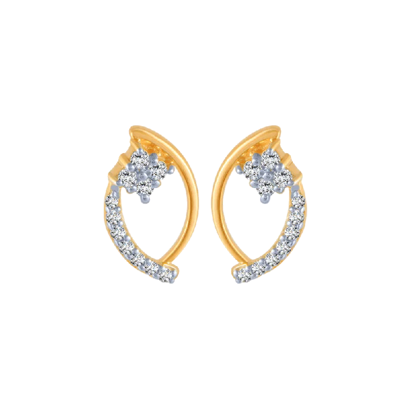 Women’s cute earrings-18KT (750) Yellow Gold And Diamond Stud Earrings For Women