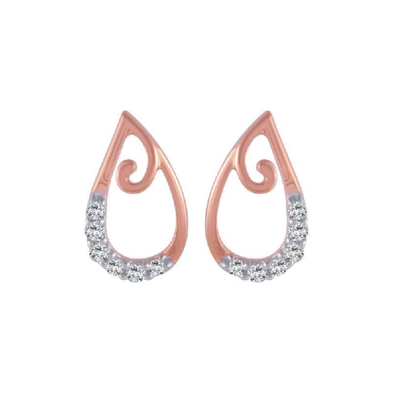 Women’s adjustable earrings-18KT (750) Rose Gold And Diamond Stud Earrings For Women