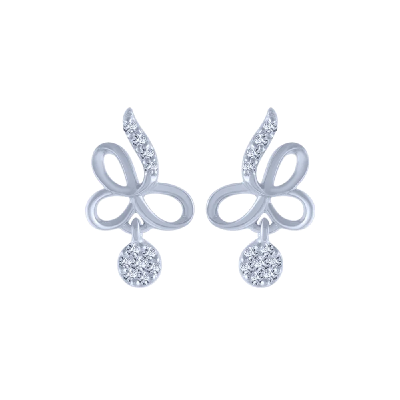 Women’s sleek stud earrings-18KT (750) White Gold And Diamond Stud Earrings For Women