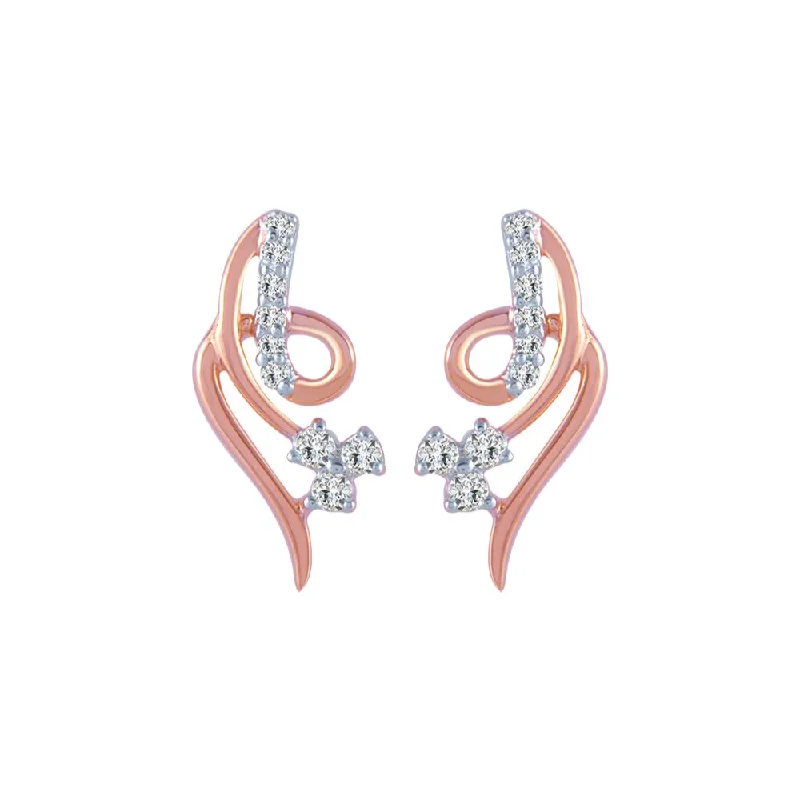 Women’s luxury drop earrings-18k (750) Rose Gold And Diamond Stud Earrings For Women