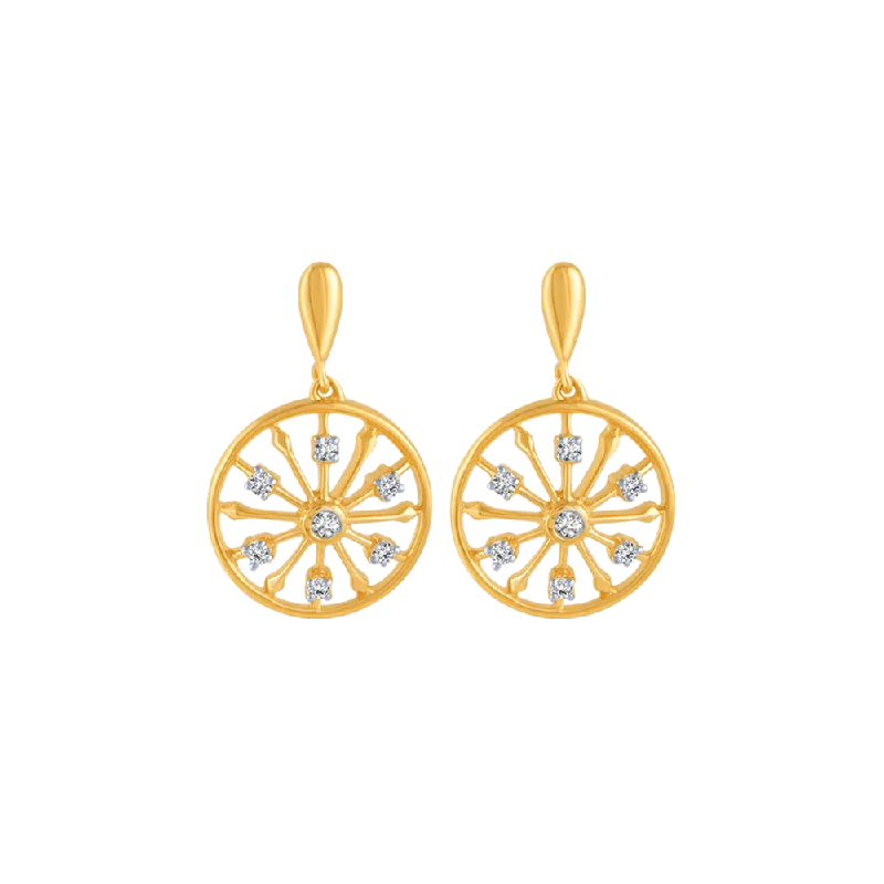 Women’s pearl drop earrings-18KT (750) Yellow Gold And Diamond Stud Earrings For Women