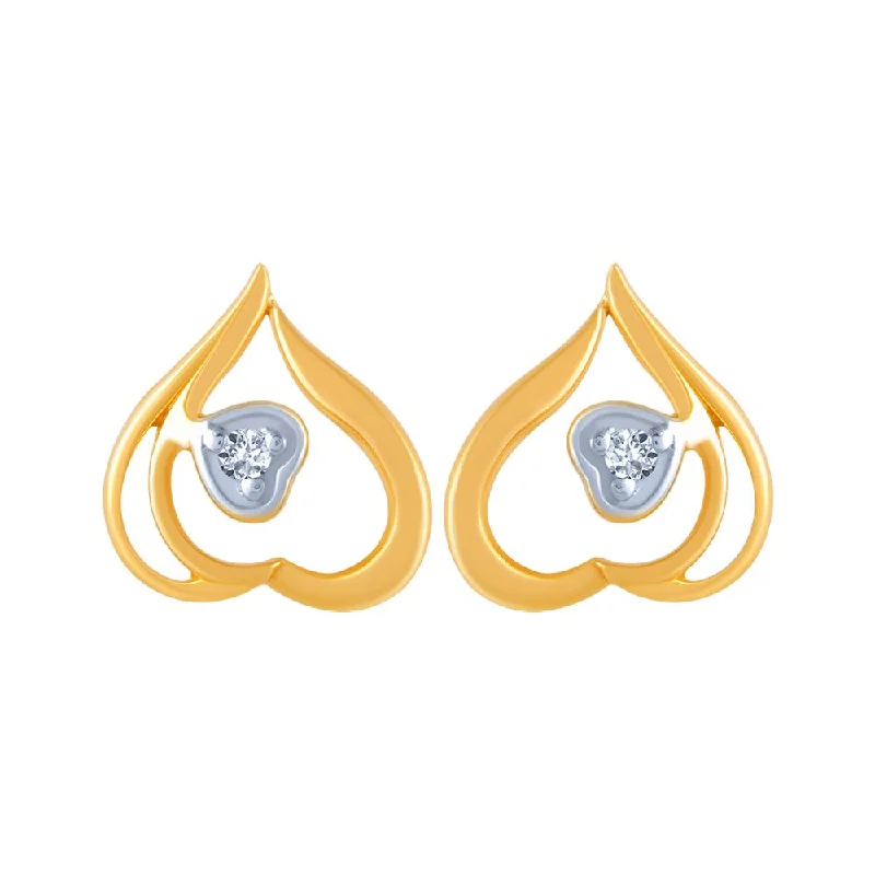 Women’s double hoop earrings-18k (750) Yellow Gold And Diamond Stud Earrings For Women