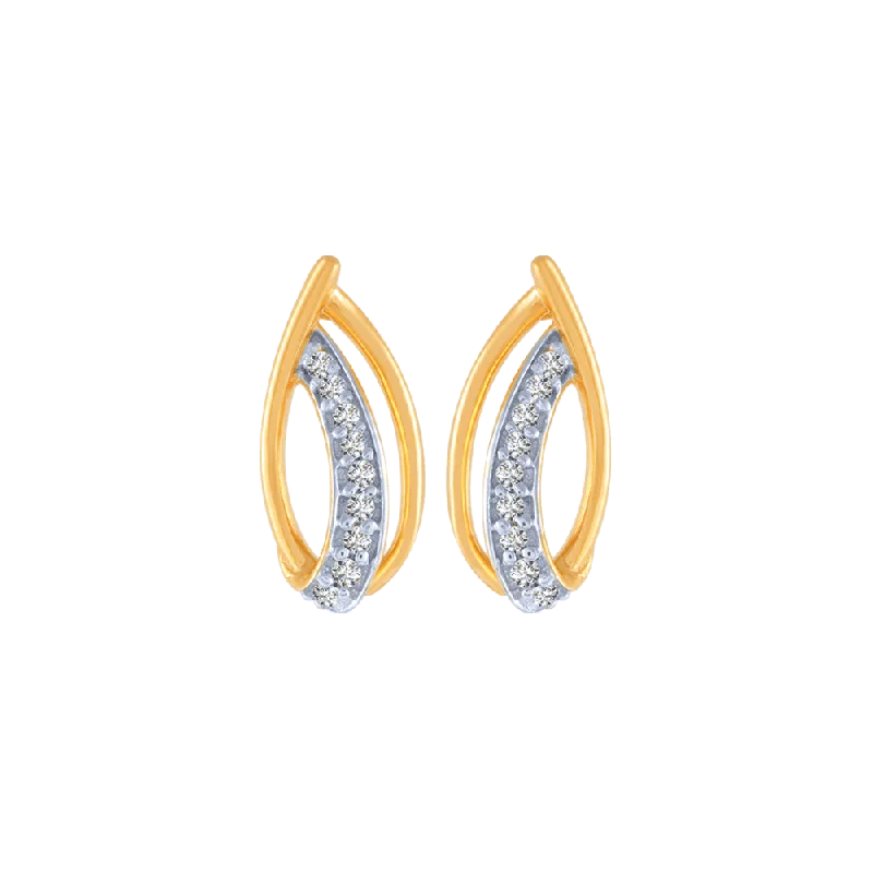 Women’s long earrings-18KT (750) Yellow Gold And Diamond Stud Earrings For Women