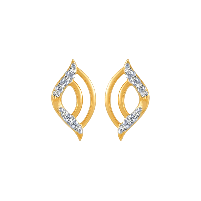 Women’s elegant diamond earrings-18KT (750) Yellow Gold And Diamond Stud Earrings For Women