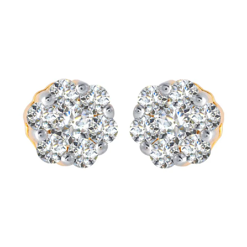 Women’s round earrings-18KT (750) Yellow Gold And Diamond Clip-on Earrings For Women