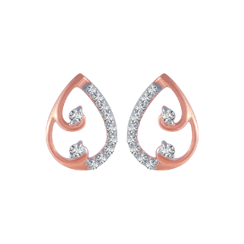 Women’s vintage diamond earrings-18KT (750) Rose Gold And Diamond Stud Earrings For Women