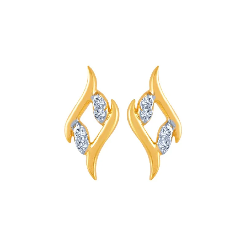 Women’s designer earrings-18k (750) Yellow Gold And Diamond Stud Earrings For Women