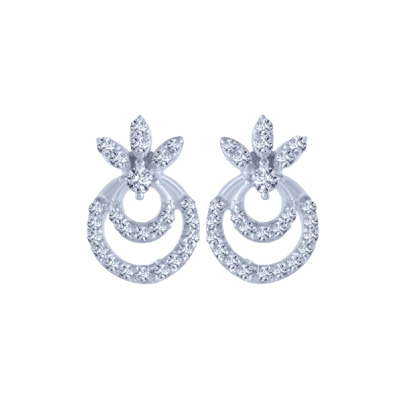 Women’s geometric earrings-18KT (750) White Gold And Diamond Stud Earrings For Women