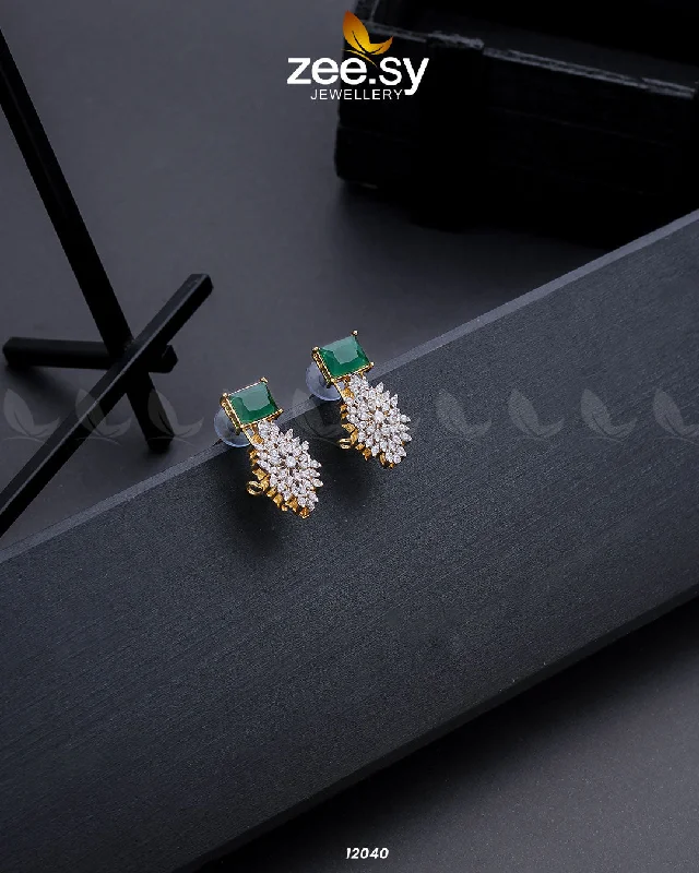 Women’s vintage diamond earrings-Zircon Cluster Earrings