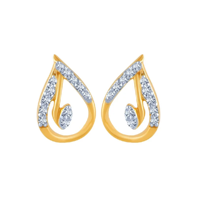 Women’s luxury drop earrings-18k (750) Yellow Gold And Diamond Stud Earrings For Women