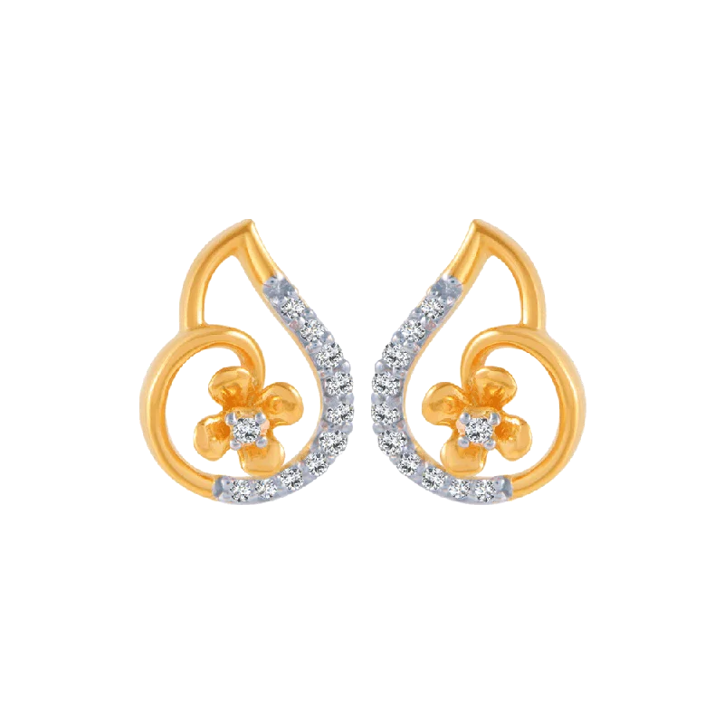 Women’s zodiac earrings-18KT (750) Yellow Gold And Diamond Stud Earrings For Women