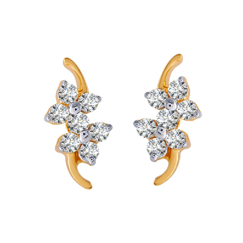 Women’s diamond earrings-18KT (750) Yellow Gold And Diamond Clip-on Earrings For Women