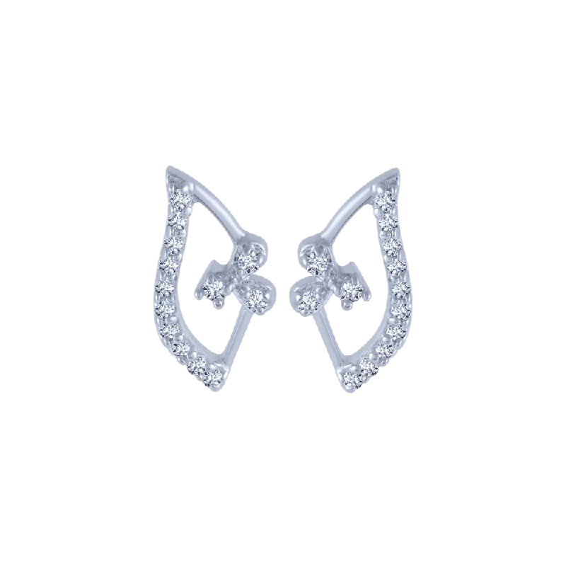 Women’s zircon earrings-18KT (750) White Gold And Diamond Stud Earrings For Women