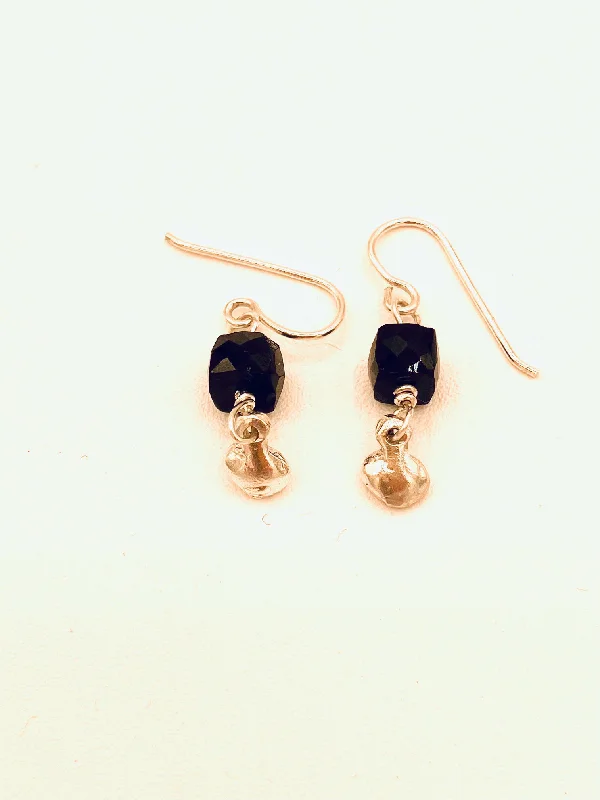 Women’s chain earrings-Tiny Droplet Sterling/Spinel Earrings