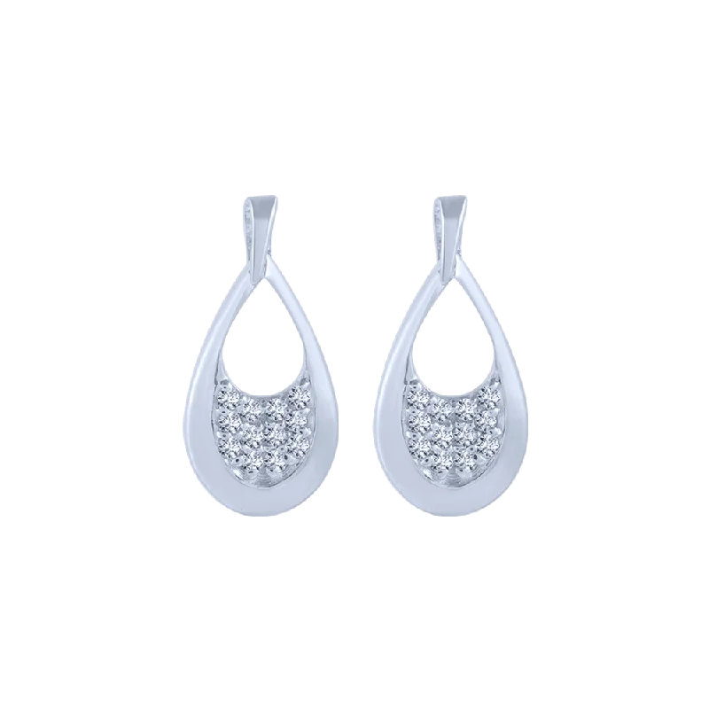 Women’s modern hoop earrings-18KT (750) White Gold And Diamond Stud Earrings For Women