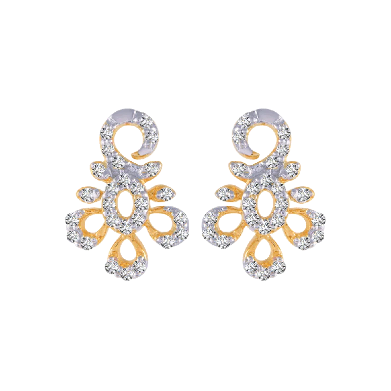 Women’s silver hoop earrings-18KT (750) Yellow Gold And Diamond Stud Earrings For Women