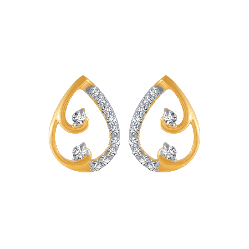 Women’s elegant diamond earrings-18KT (750) Yellow Gold And Diamond Stud Earrings For Women