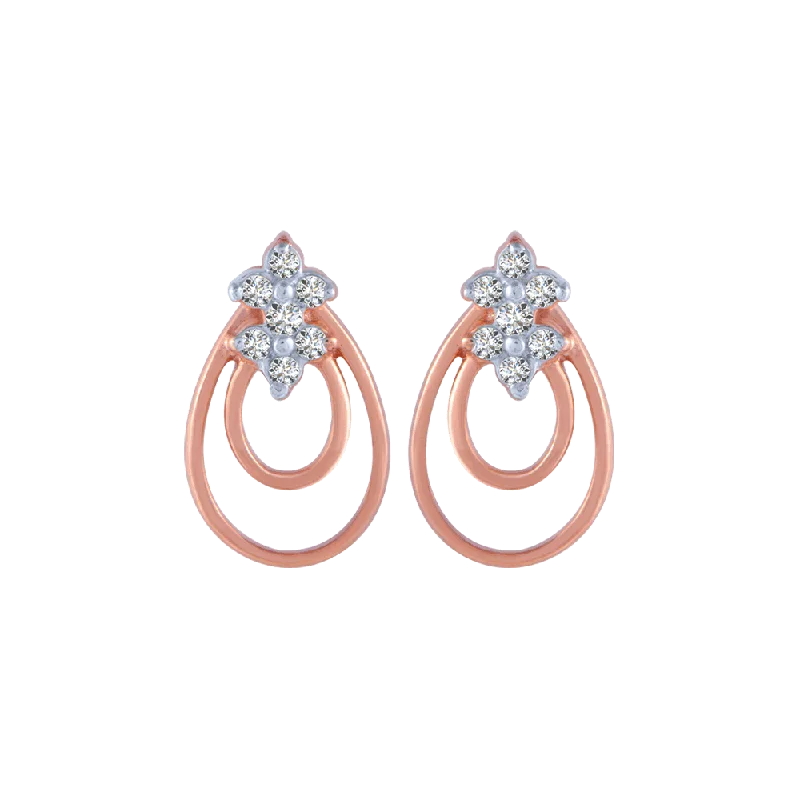 Women’s statement earrings-18KT (750) Rose Gold And Diamond Stud Earrings For Women