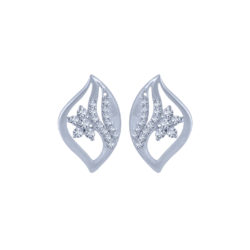 Women’s pearl hoop earrings-18KT (750) White Gold And Diamond Stud Earrings For Women