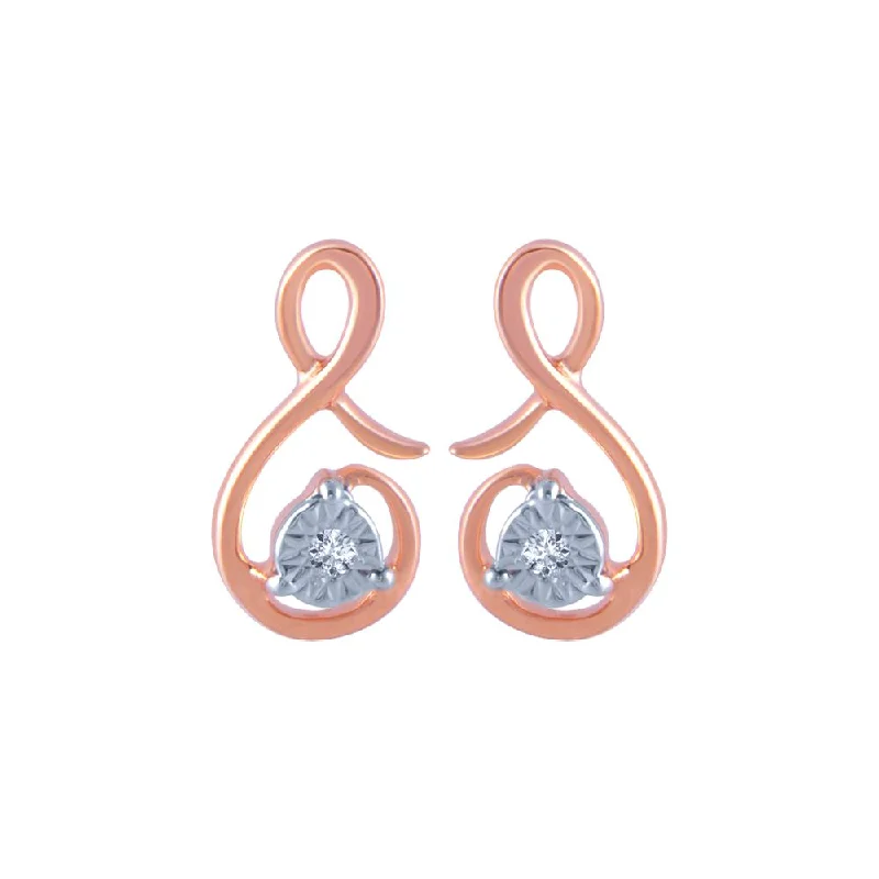 Women’s crystal earrings-18k (750) Rose Gold And Diamond Stud Earrings For Women