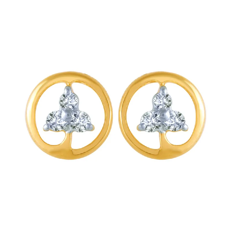 Women’s stud earrings-18k (750) Yellow Gold And Diamond Stud Earrings For Women