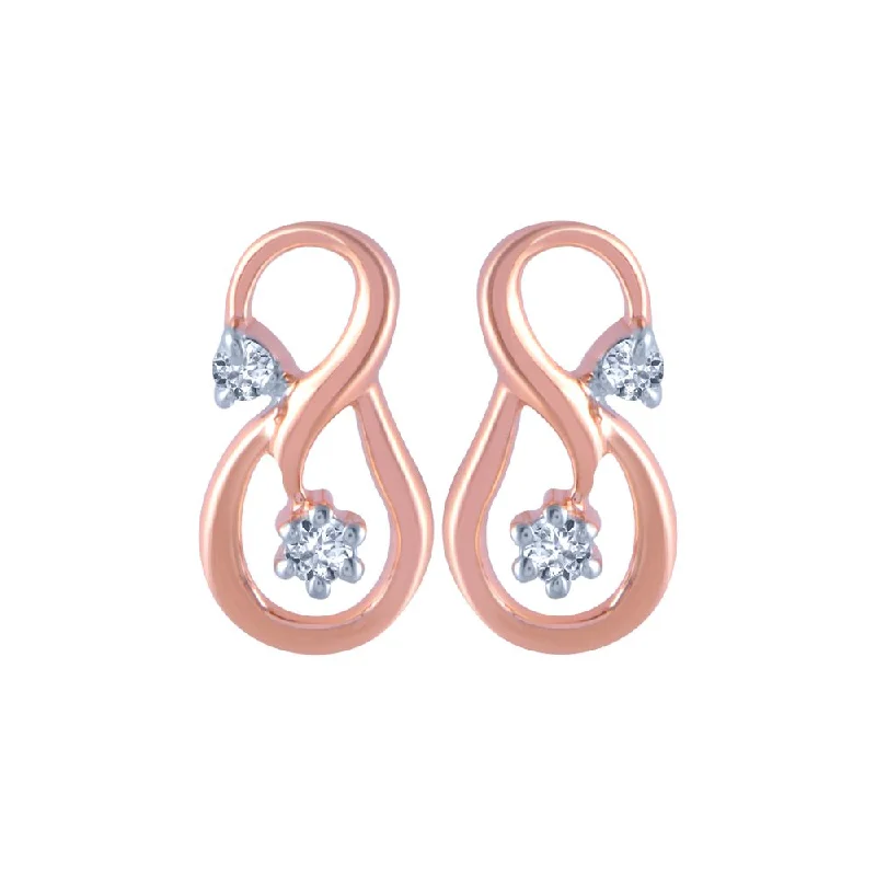 Women’s rose gold earrings-18k (750) Rose Gold And Diamond Stud Earrings For Women