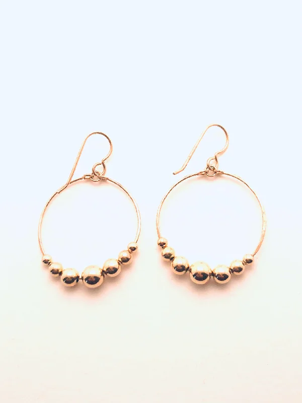 Women’s gold dangling earrings-14k Gold filled Beaded Dangle Earrings