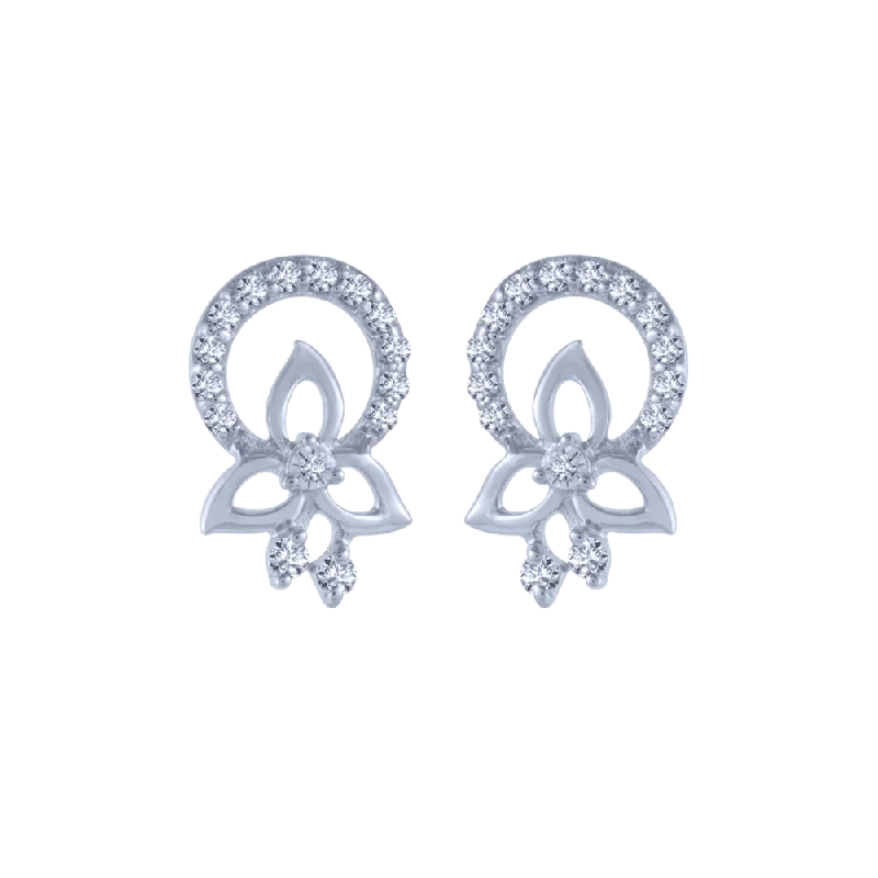 Women’s boho earrings-18KT (750) White Gold And Diamond Stud Earrings For Women