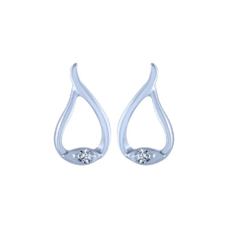 Women’s crystal hoop earrings-18k (750) White Gold And Diamond Stud Earrings For Women