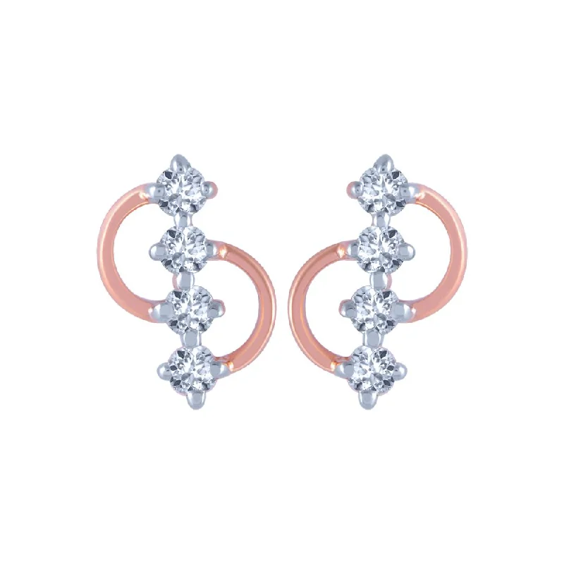 Women’s art deco earrings-18k (750) Rose Gold And Diamond Stud Earrings For Women