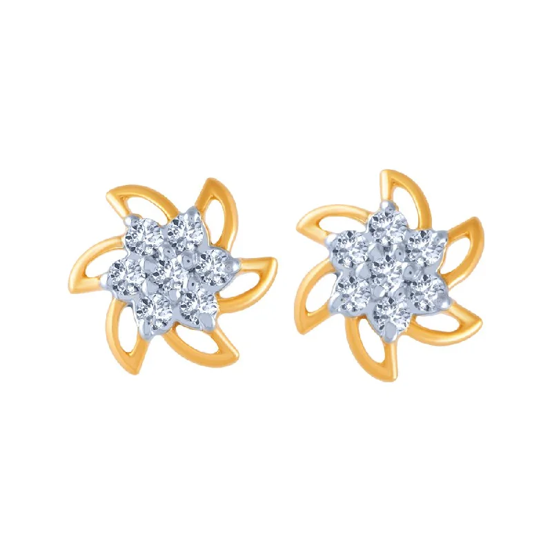 Women’s adjustable earrings-18k (750) Yellow Gold And Diamond Stud Earrings For Women