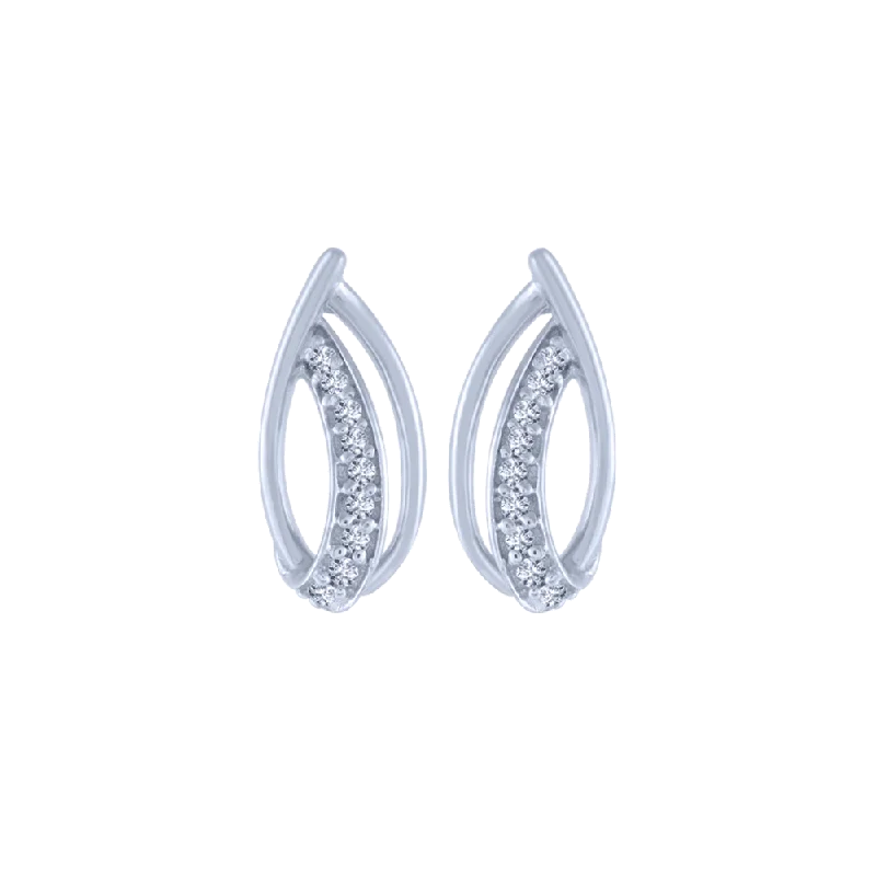 Women’s floral earrings-18KT (750) White Gold And Diamond Stud Earrings For Women