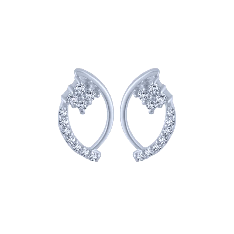 Women’s boho earrings-18KT (750) White Gold And Diamond Stud Earrings For Women