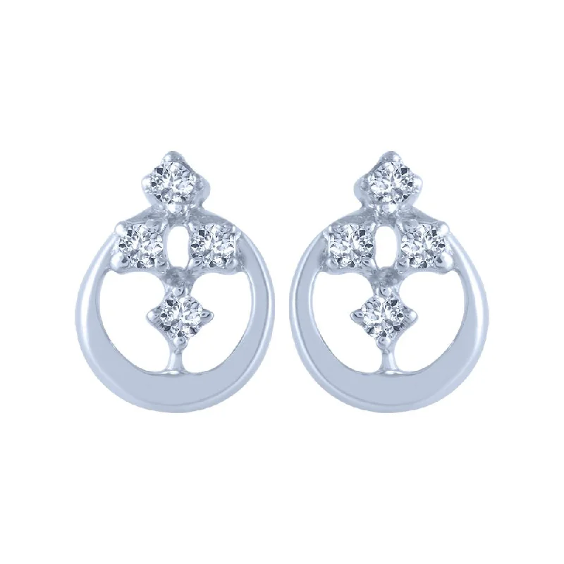 Women’s floral earrings-18k (750) White Gold And Diamond Stud Earrings For Women