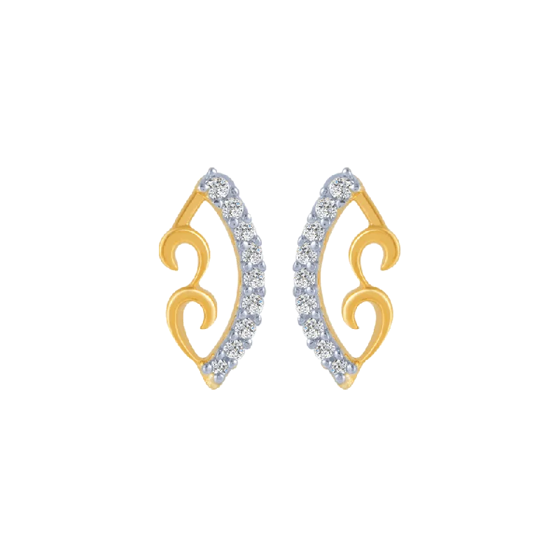 Women’s infinity hoop earrings-18KT (750) Yellow Gold And Diamond Stud Earrings For Women