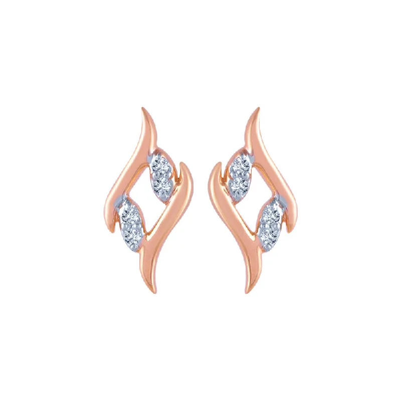 Women’s luxury hoop earrings-18k (750) Rose Gold And Diamond Stud Earrings For Women